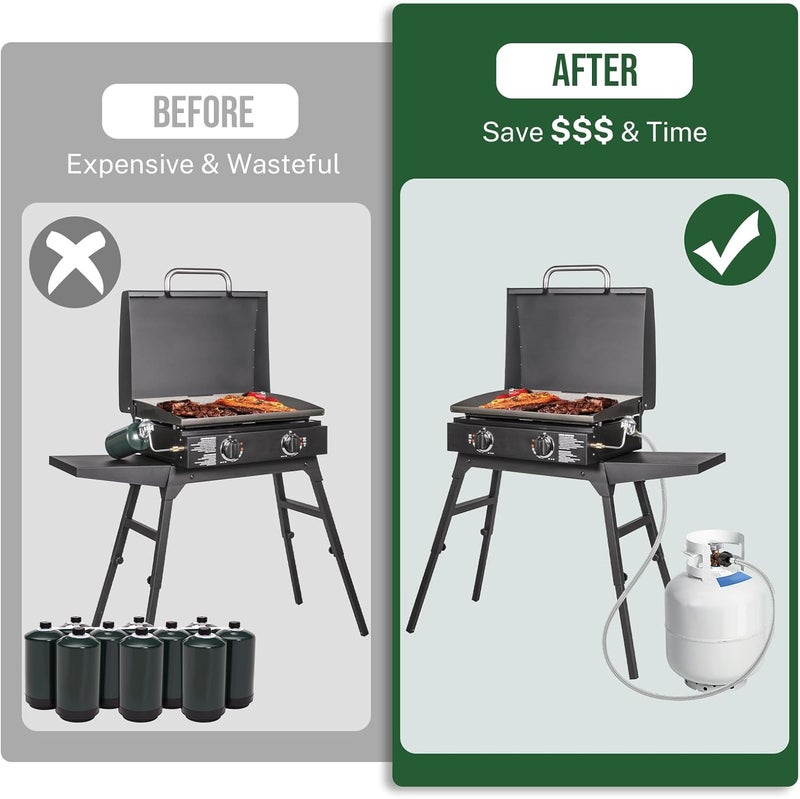 Alloxity 8ft Propane Hose Connects 1LB Portable Grill/Heater to 20lb Propane Tank, for Buddy Heater, Q Series Travel Grill/17&22” Griddle/Camping Stove - Image 4